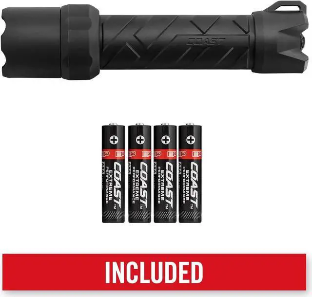 Alt view image 6 of 7 - COAST POLYSTEEL 600 1000 Lumen LED Flashlight with Pure Beam Twist Focus Stainless-Steel Core Crushproof Black