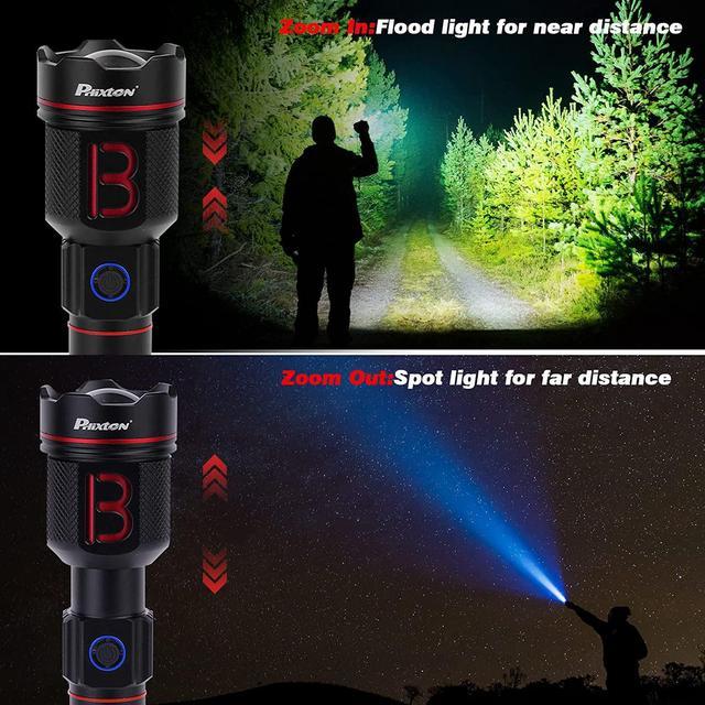 Phixton Flashlights Rechargeable LED High Lumens, Powerful 20000 Lumen  Tactical Flashlight, High Power XHP90 Heavy Duty