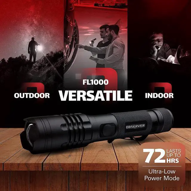 Alt view image 7 of 7 - Observer Tools 1200 Lumen LED Flashlight Rechargeable- LED Tactical Flashlight with Power Bank, Dual Power- Lightweight IP67 Waterproof Flashlights for Emergencies Hiking First Responders