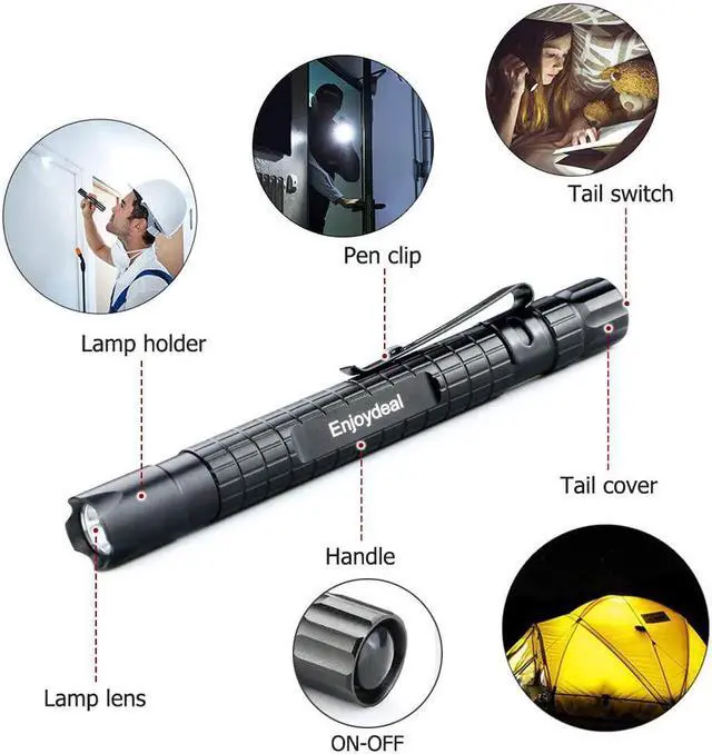 Alt view image 2 of 7 - 5PCS LED Pen Light Flashlight Ultra Slim 1000LM Penlight Waterproof Pocket Flashlight for Indoor Outdoor Inspection Work Repair and Emergency 5.5inch
