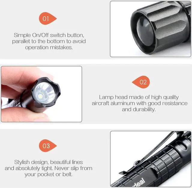 Alt view image 3 of 7 - 5PCS LED Pen Light Flashlight Ultra Slim 1000LM Penlight Waterproof Pocket Flashlight for Indoor Outdoor Inspection Work Repair and Emergency 5.5inch