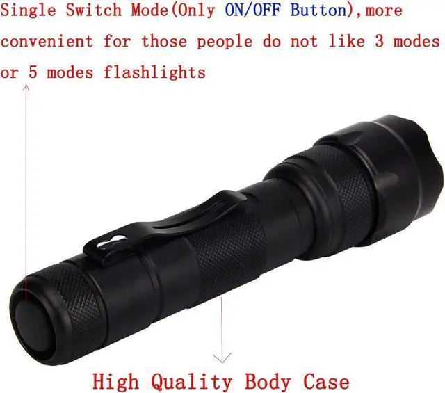 Alt view image 3 of 7 - WF-502B Single Mode 1200 Lumen Mini Portable Tactical Clip Handheld Flashlight Torch Lamp,for Outdoor Sports and Indoor Activities (Camping, Hiking, Hunting, etc.) (Black)