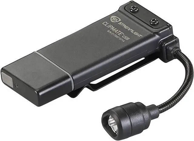 Main image of Streamlight 61125 ClipMate 70-Lumen USB Rechargeable Clip-On Light, with White and Red LEDs, Black