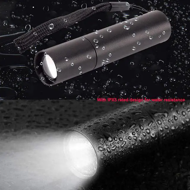 Alt view image 5 of 7 - Rechargeable Mini LED Flashlights, 6pcs High Brightness Flash Light with Lithium Battery 3 Mode XPE 1200 Lumen Waterproof Zoomable Torch with USB Cable for Camping, Hiking, Riding, etc