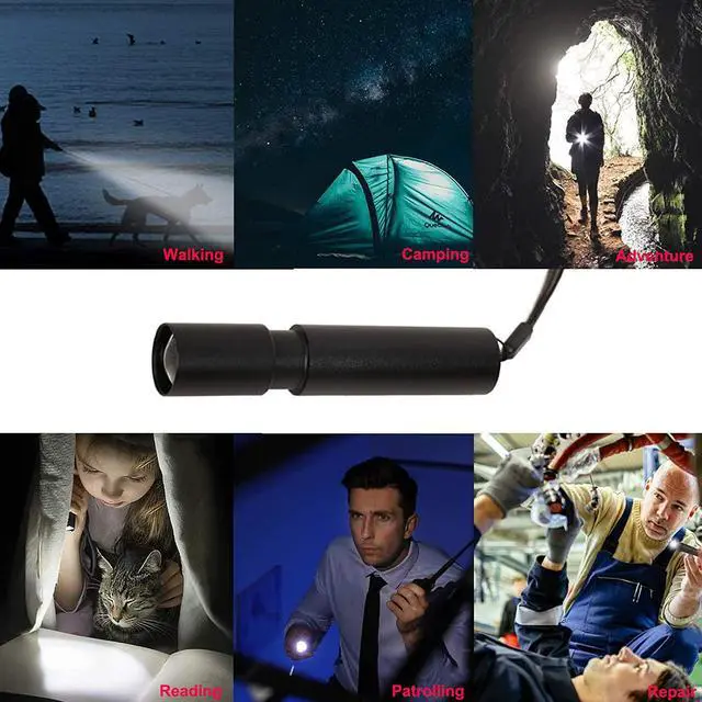 Alt view image 6 of 7 - Rechargeable Mini LED Flashlights, 6pcs High Brightness Flash Light with Lithium Battery 3 Mode XPE 1200 Lumen Waterproof Zoomable Torch with USB Cable for Camping, Hiking, Riding, etc