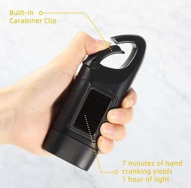 Alt view image 7 of 7 - Mudder 3 Packs Hand Crank Solar Powered Flashlight Emergency Rechargeable LED Flashlight Survival Gear Self Powered Charging Torch Manual Dynamo for Fishing Hiking Backpack Camping Home Safety
