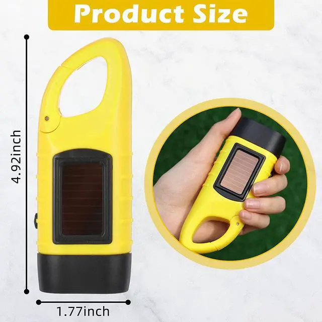 Alt view image 2 of 7 - Mudder 3 Packs Hand Crank Solar Powered Flashlight Emergency Rechargeable LED Flashlight Survival Gear Self Powered Charging Torch Manual Dynamo for Fishing Hiking Backpack Camping Home Safety