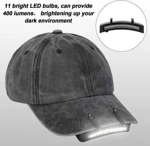 Alt view image 3 of 6 - Mudder 4 Pcs Hat Light Clip 11 LED Cap Lights Clip on Hat Headlamp Battery Powered Cap Brim Lamp Black Waterproof Ultra Bright Headgear Flashlight for Hunting Camping Fishing Hiking
