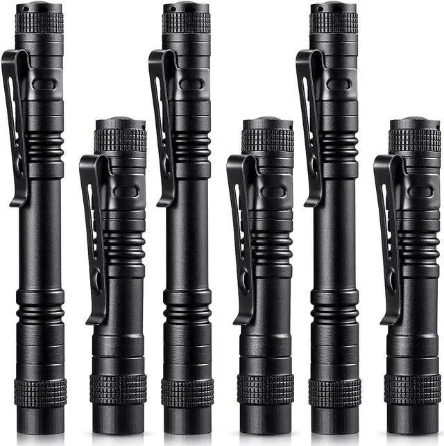 Main image of Honoson 6 Pieces Mini LED Pen Flashlight Bulk Small Pocket Flashlight 3.5 Inch, 5.24 Inch Aluminum Handheld Penlight with Clip for Inspection Camping Emergency Diary Lighting