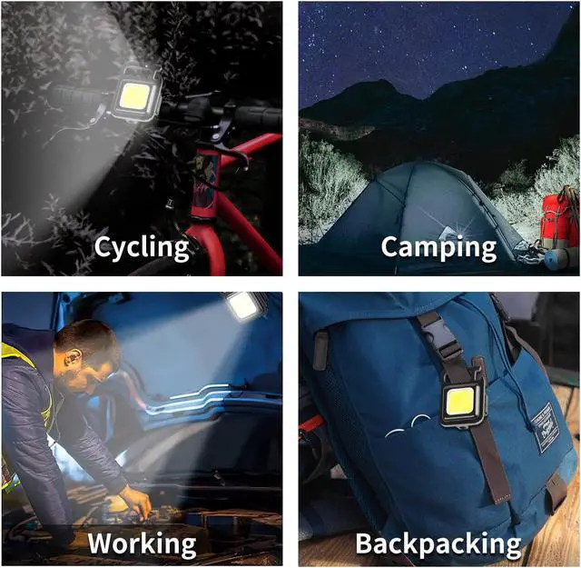 Alt view image 4 of 7 - Kingsdun Mini Flashlight, 800Lumens COB Bright Rechargeable Keychain Flashlights, 4 Light Modes Portable Pocket Light with Folding Bracket Bottle Opener and Magnet Base for Camping Fishing Walking