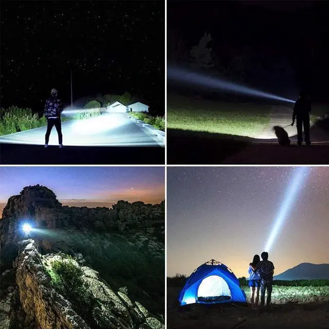 Alt view image 7 of 7 - YIERBLUE Rechargeable spotlight, Super Bright 1000,000 LM LED Flashlight Handheld spotlight 10000mAh Long Lasting Large Flashlight Searchlight and Flood Camping Flashlight with Foldable Tripod Black
