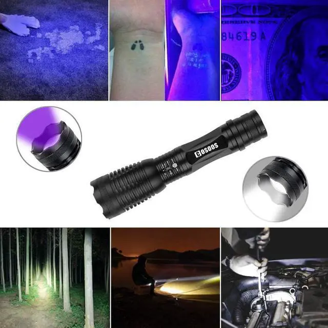 Alt view image 2 of 7 - COSOOS 2 Pack UV Flashlight Blacklight, 2 in 1 LED Tactical Flashlight & 395nm Black Light Pet Urine Detector for Dog/Cat Urine, Dry Stains, Bed Bugs, Scorpions