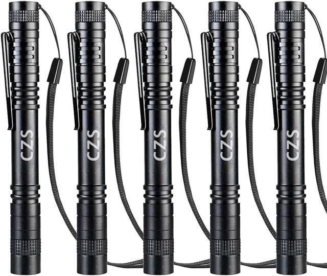 CZS LED Flashlight Penlight 1000 Lumens Battery-Powered Handheld Pen Light  Pocket Torch Powered by 2AAA Battery,5 PCS (Battery Not Included) 