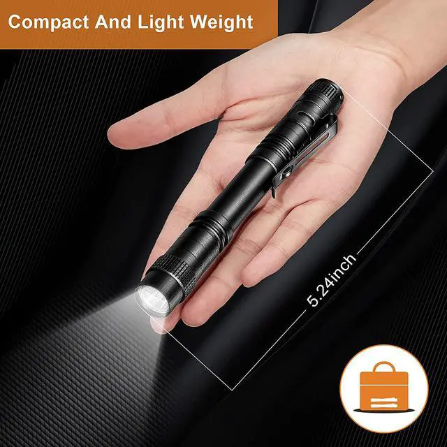 Alt view image 2 of 6 - 10 Pieces Mini Pen Light Flashlight Small LED Pen Light Aluminum Pocket Flashlight with Clip for Inspection Camping Emergency Diary Lighting(3.5 Inches 5.2 Inches)
