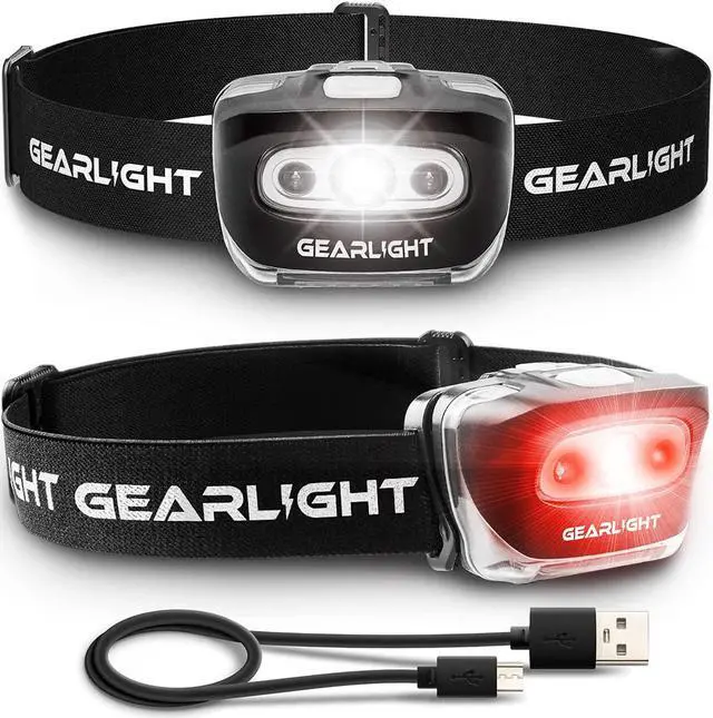 Main image of USB Rechargeable Headlamp Flashlight - S500 Running Camping and Outdoor LED Headlight Camping Headlamps - Head Lamp Light for Adults Kids Emergency Gear [2 Pack]