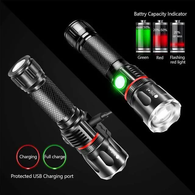 Alt view image 3 of 6 - Tactical Flashlight Rechargeable, High Lumens Led Flashlights Handheld-Magnetic Base, Super Bright, Zoomable, Water-Resistance, 4 Modes, Powerful Flash Light for Camping, Hiking and Emergence