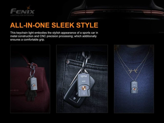 Alt view image 4 of 7 - EdisonBright Fenix E03R USB Rechargeable 260 Lumen LED Keychain Flashlight, Brand USB Charging Cable Bundle