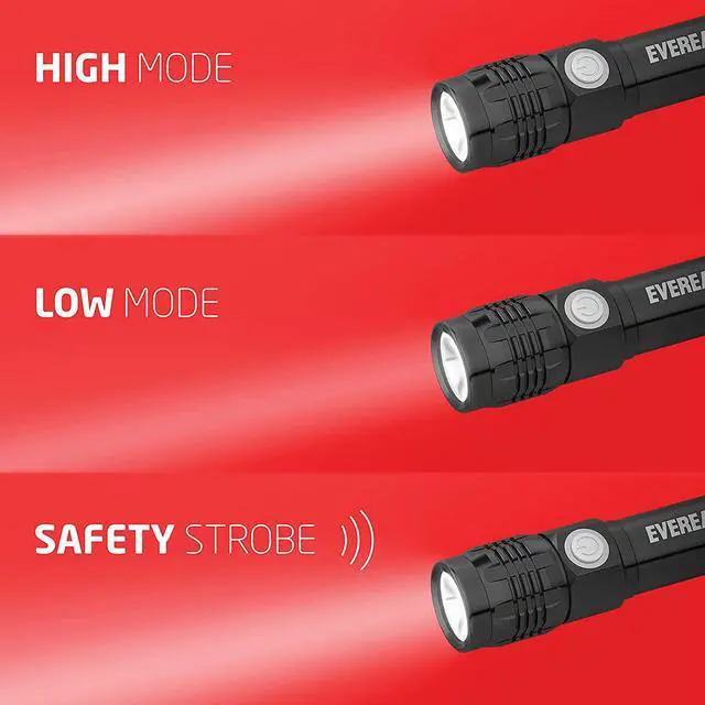 Alt view image 7 of 7 - Eveready LED Tactical Flashlight, Bright Rechargeable Flashlights for Emergencies and Camping Gear, Water Resistant Flash Light