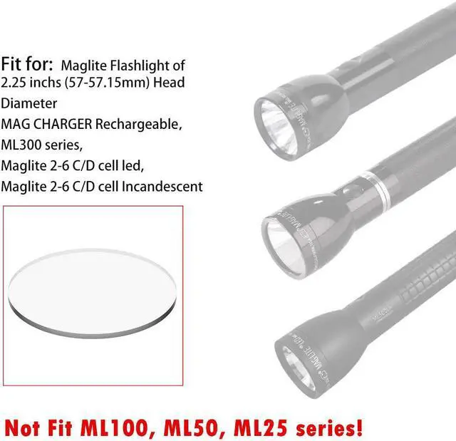 Alt view image 2 of 7 - Weltool Lens fit Maglite C or D Cell Full Size Flashlights Upgrade - Tempered Glass Lens Shatterproof and UltraClear (3 Lenses)