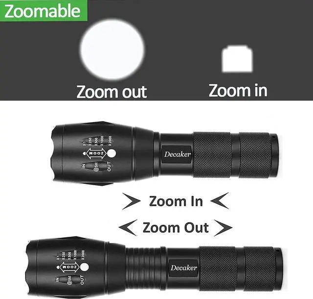 Alt view image 3 of 7 - TC1200 Tactical Flashlight Super Bright 1200 Lumens 5 Light Modes Zoomable LED Flashlights Torch,2-Pack