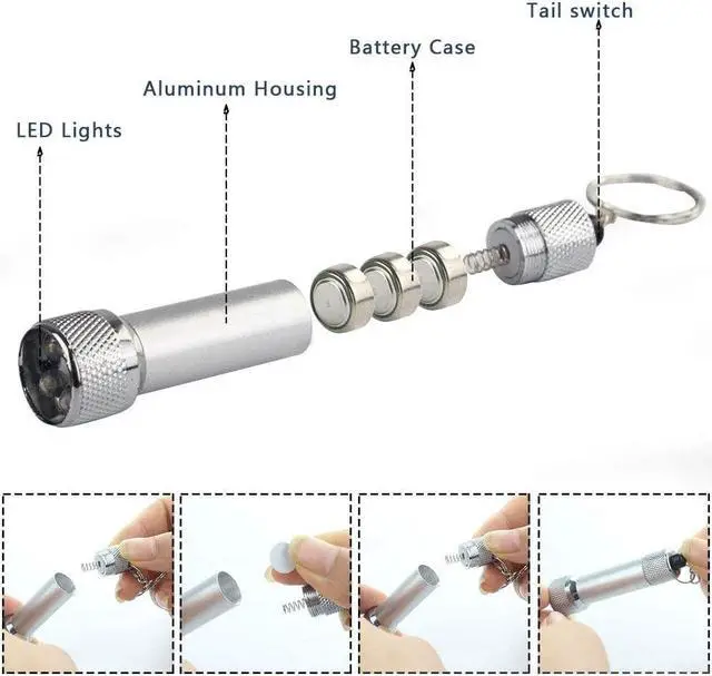 Alt view image 3 of 4 - 20 Packs Mini LED Flashlights 2.7 Inch Pocket Flashlight Keychain 5 Bulbs LED for Kids Camping Party 5 Colors