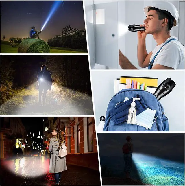 Alt view image 6 of 6 - LED Flashlights 2 Pack Bright Powerful EDC Handheld Flash Lights High Lumens Pocket Linterna 5 Modes Waterproof for Gift Survival Emergency Camping