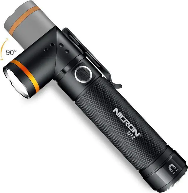 Main image of NICRON Flashlight, N72 800 Lumens Tactical Flashlight, 90 Degree Flashlight IPX4 Waterproof Led Flashlight 4 Modes- Best High Lumens are for Camping, Outdoor,Maintain (18650/AAA Not Included)