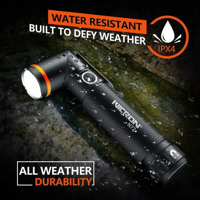 Alt view image 5 of 7 - NICRON Flashlight, N72 800 Lumens Tactical Flashlight, 90 Degree Flashlight IPX4 Waterproof Led Flashlight 4 Modes- Best High Lumens are for Camping, Outdoor,Maintain (18650/AAA Not Included)