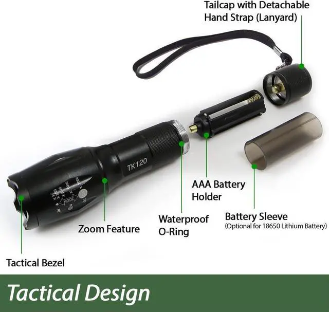 Alt view image 2 of 3 - EcoGear FX LED Flashlights - Small Camping Flashlights with High Lumens, 5 Light Modes, Zoomable Beam - Bright Tactical Flash Light for Outdoor Home and Emergency [2 Pack]