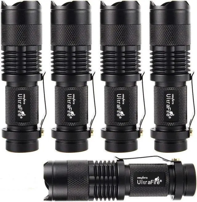 Main image of ULTRAFIRE 5 Pack SK68 Tactical and Small Flashlights,7w 3-Mode Pocket Torch Adjustable Focus Zoom Light Lamp