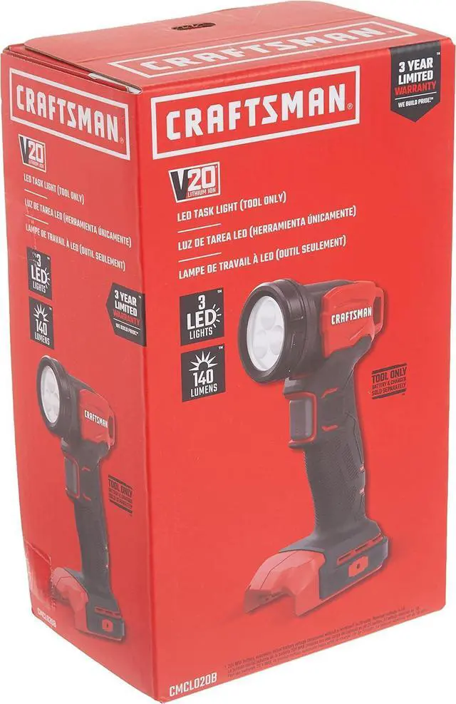 Alt view image 6 of 7 - CRAFTSMAN V20 LED Work Light, Cordless Handheld, 140 Lumens, Bare Tool Only (CMCL020B)