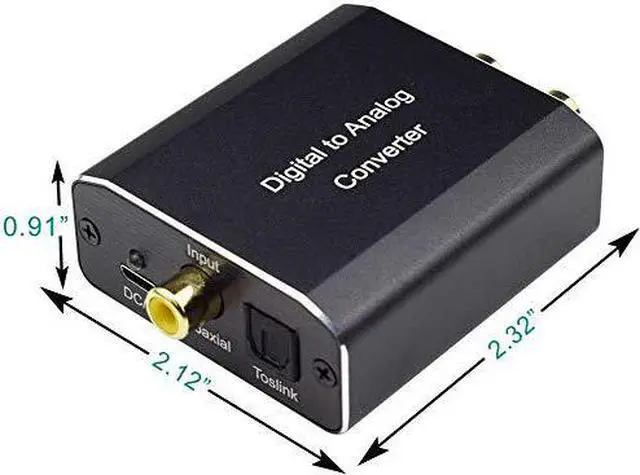 Alt view image 4 of 7 - Digital to Analog Audio Converter, 192 kHz DAC Digital Coaxial and Optical Toslink to Analog 3.5mm Jack and RCA (L/R) Stereo Audio Adapter with Optical Cable for HDTV Home Cinema, Aluminum