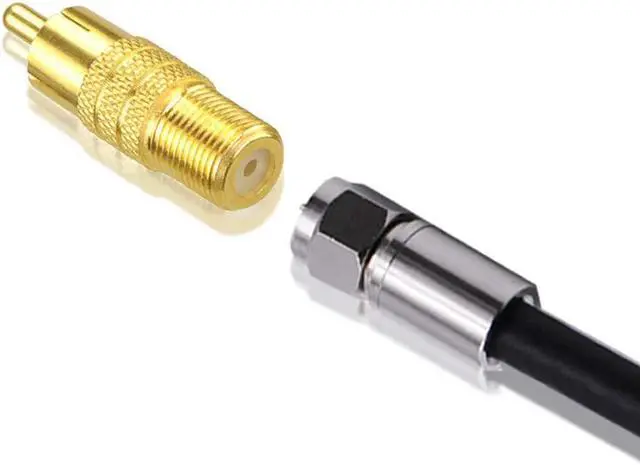 Alt view image 6 of 6 - F-Type Female to RCA Male Coaxial Cable Audio Adapter Gold Plated Connector 2-Pack