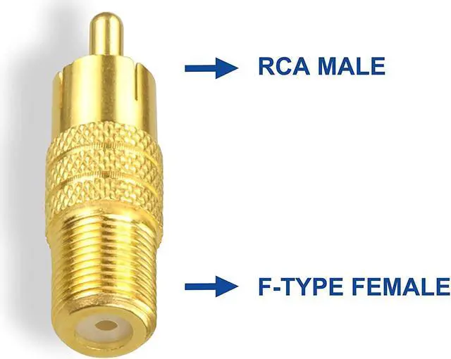 Alt view image 2 of 6 - F-Type Female to RCA Male Coaxial Cable Audio Adapter Gold Plated Connector 2-Pack