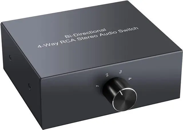 Main image of RCA Stereo Audio Switch 4-Way Bi-Directional L/R Sound Channel Audio Switch Splitter RCA Stereo Switch Selector for DVD Stereo Speaker CD Player