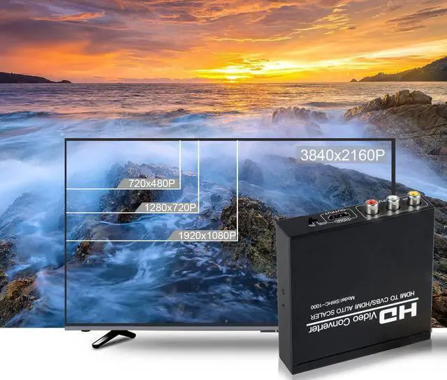 Alt view image 5 of 7 - HDMI to RCA and HDMI Adapter Converter HDMI to HDMI+3RCA CVBS AV Composite Video Audio Adapter/Splitter with Power Adapter Support 1080P PAL NTSC for HD TV Older TV Camera Monitor etc