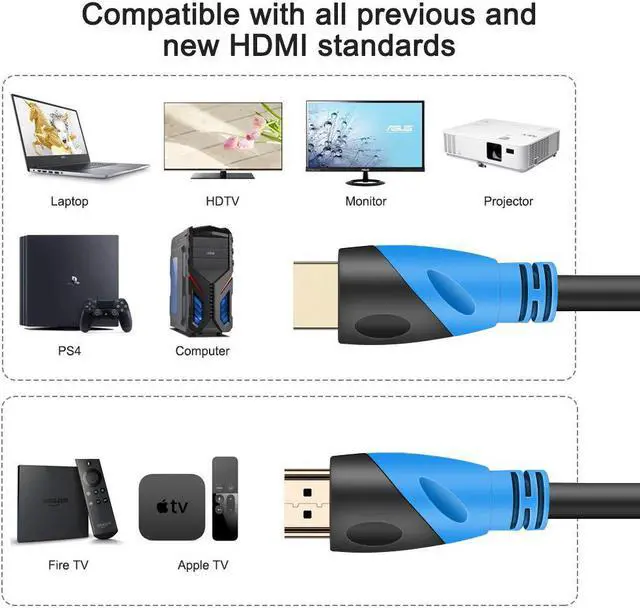 Alt view image 3 of 7 - 4K HDMI Cable 100FT - (HDMI 2.0 18Gbps) Ultra High Speed Gold Plated Connectors Ethernet Audio Return Video 4K FullHD1080p 3D Compatible with Xbox Playstation Arc PS3 PS4 PS9 PC HDTV