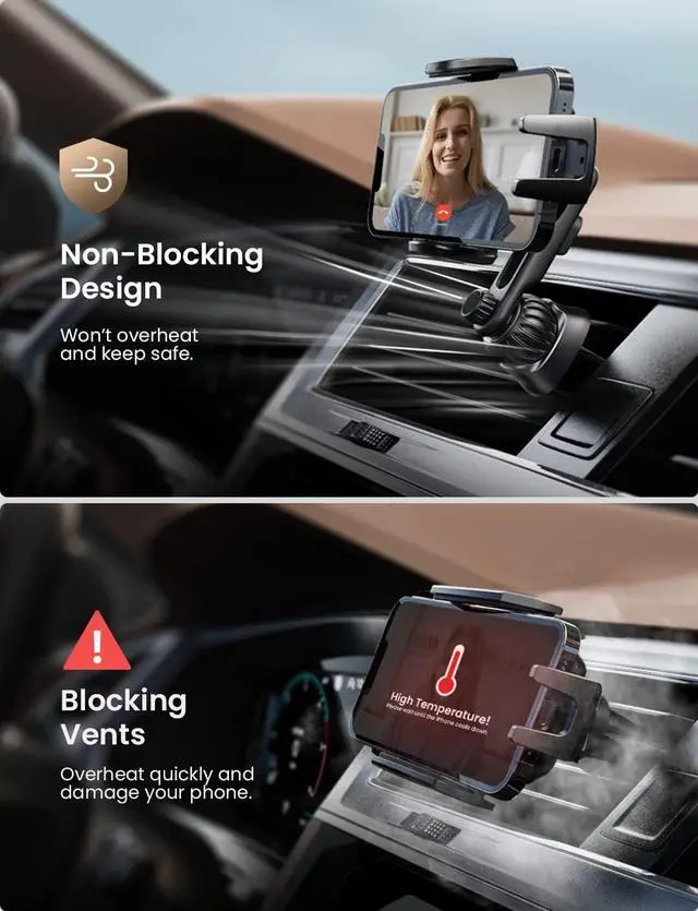 Alt view image 4 of 7 - LISEN Phone Holder Car for Vent [Enjoy Never Blocking] Car Phone Holder Mount for Car [Easily Install] Cell Phone Holder for Car [2 Mounting Options] Compatible for iPhone 14 13 Pro Max Plus All