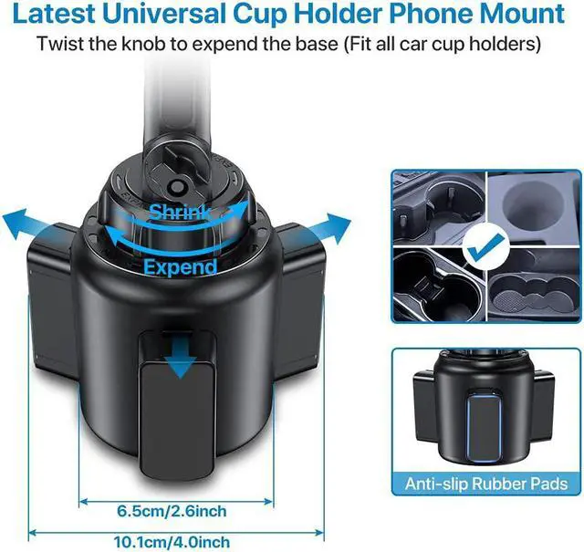 Alt view image 3 of 6 - [Upgraded Version Cup Phone Holder for Car Universal Adjustable Long Neck Car Phone Mount Cradle Friendly Compatible with iPhone  Google and All 4.0-7.0 inches Smartphones
