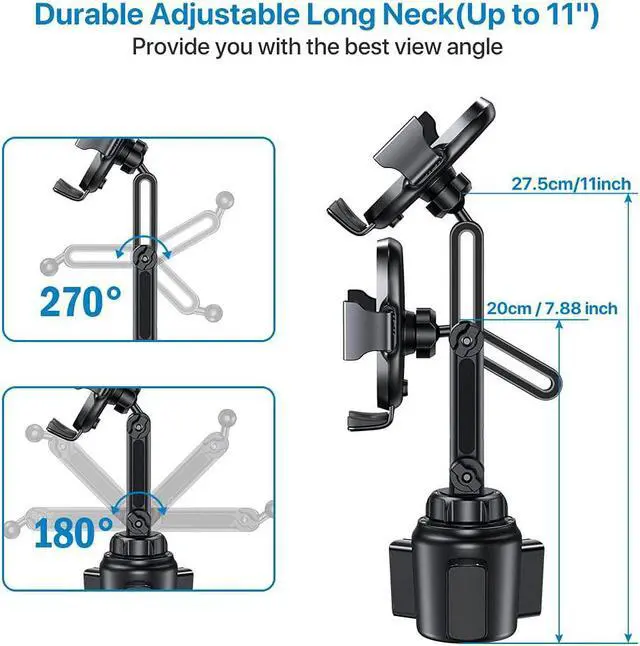 Alt view image 4 of 6 - [Upgraded Version Cup Phone Holder for Car Universal Adjustable Long Neck Car Phone Mount Cradle Friendly Compatible with iPhone  Google and All 4.0-7.0 inches Smartphones