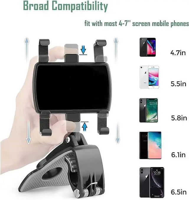 Alt view image 5 of 6 - Universal Car Phone Holder Mount 360 Degrees Rotation Dashboard Phone Holder [Upgrade Clip Never Fall] car Phone Mount for iPhone  Google Nokia and 4 to 7 Smartphones