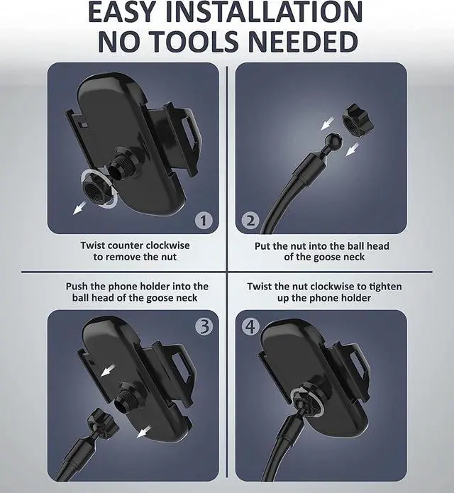 Alt view image 7 of 7 - Dual Phone Holder for Car Cup Holder  Long Flexible Neck 360° Rotatable Car Phone Mount - Adjustable Cell Cup Holder Universal Size Fits 2 iPhone  GPS and More (Cradle)