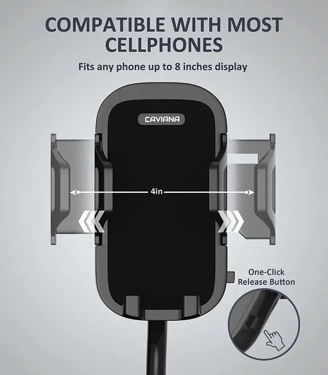 Alt view image 5 of 7 - Dual Phone Holder for Car Cup Holder  Long Flexible Neck 360° Rotatable Car Phone Mount - Adjustable Cell Cup Holder Universal Size Fits 2 iPhone  GPS and More (Cradle)