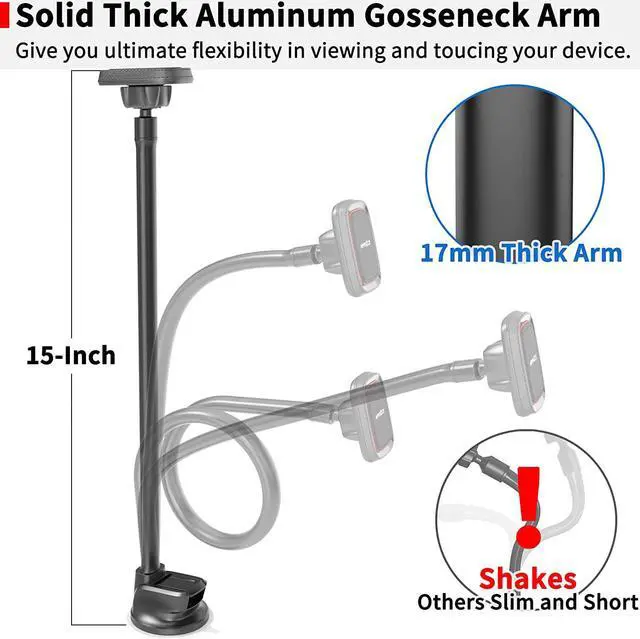 Alt view image 3 of 7 - APPS2Car Magnetic Car Phone Holder Mount [Flexible Long Arm] Anti-Shake Windshield Phone Mount [6 Strong Magnets] Cell Phone Holder for Car [Case Friendly] Compatible with iPhone Smartphones Tablets