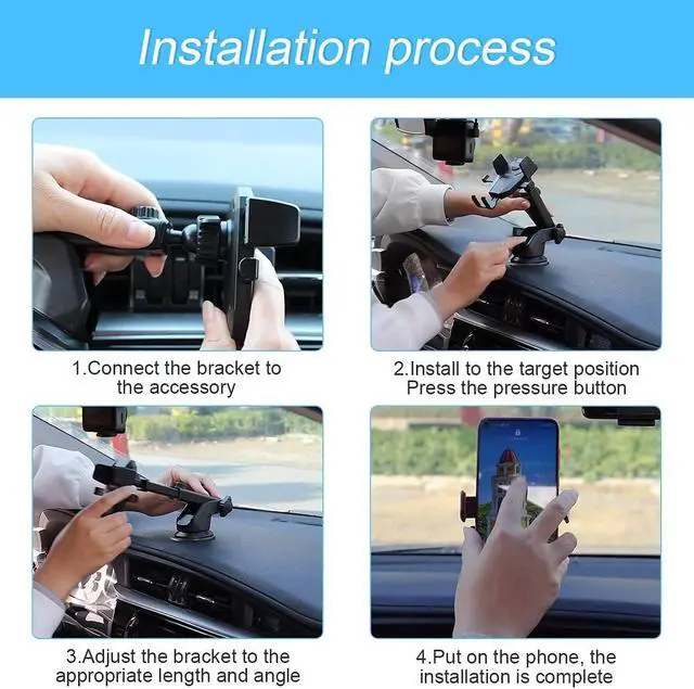 Alt view image 5 of 7 - Phone Holder for Car, 360°Rotatable Car Phone Mount for Windshield Dashboard Air Vent, Universal for All Cell Phone and More Devices with Suction Cup and Clip
