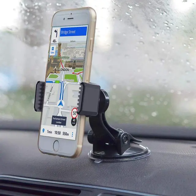 Alt view image 3 of 7 - Suction Cup Phone Holder for Car with Adjustable Arm Low Profile Dashboard Phone Mount Compact Windshield Window Dash Mobile Stand Compatible w/All iPhone and Android Cell Phones