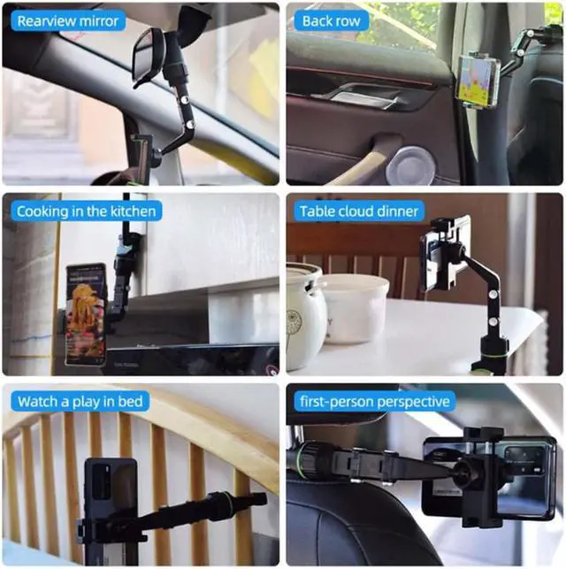 Alt view image 5 of 7 - YCNASSS New 360° Rearview Mirror Phone Holder for Car Multifunctional Mount Phone and GPS Holder Universal Rotating Car Phone Holder Cell Phone Automobile Cradles (Green)