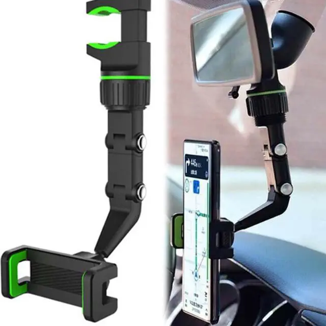 Alt view image 2 of 7 - YCNASSS New 360° Rearview Mirror Phone Holder for Car Multifunctional Mount Phone and GPS Holder Universal Rotating Car Phone Holder Cell Phone Automobile Cradles (Green)