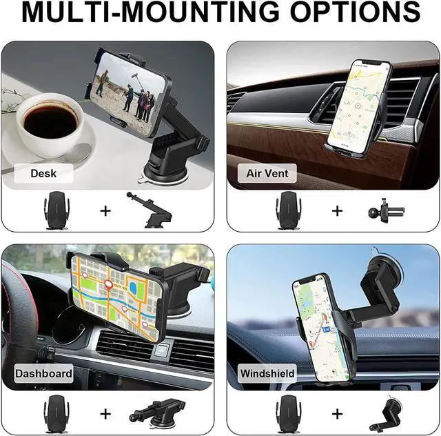 Alt view image 7 of 7 - Wireless Car Charger Mount 15W Qi Fast Charging Auto-Clamping Cell Phone Car Holder ?Air Vent Windshield Dashboard Long Arm Suction Cup Car Phone Mount for iPhone13 /12/11  S20/S10/S9/S8 LG
