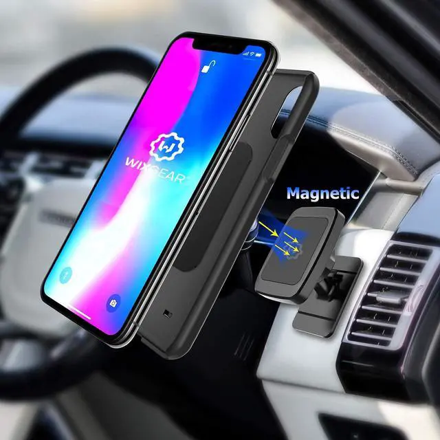Alt view image 2 of 7 - Magnetic Phone Car Mount, WixGear Universal Stick On Dashboard Magnetic Car Mount Holder, for Cell Phones and Mini Tablets with Fast Swift-snap Technology, (New Rectangle Stronger Design)